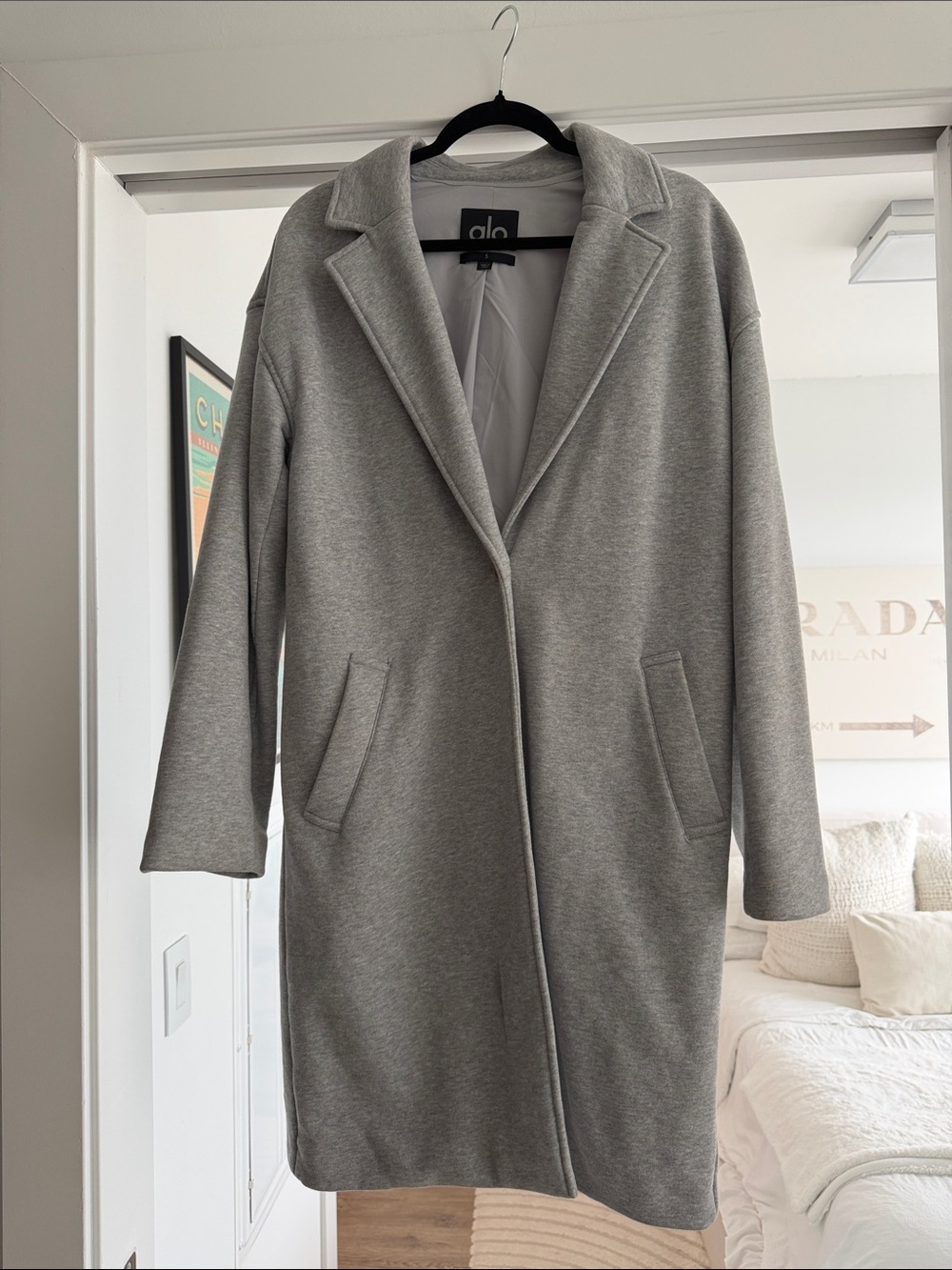 ALO Yoga Light Gray Long Trench Coat
